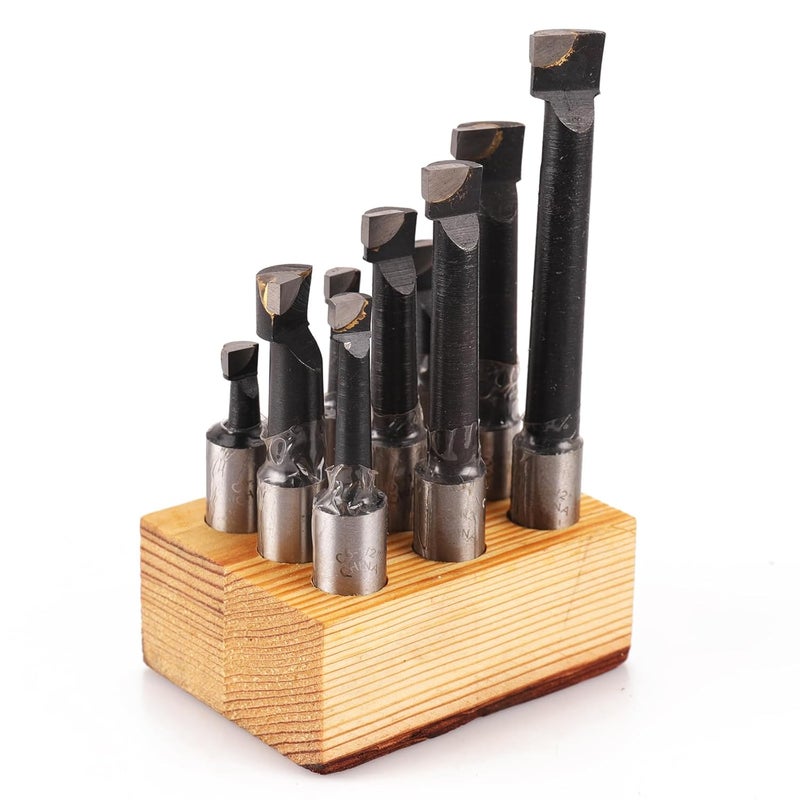 Oudtinx 9-Piece 1/2" Boring Bar Set - C6 Carbide Tipped Lathe Tools Kit for Metal Turning, Drilling, Milling (Includes Base) - Image 3